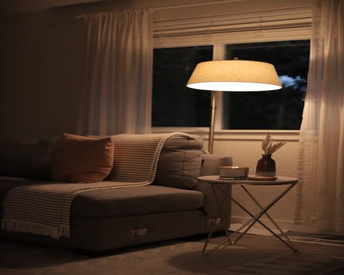 Soft evening light in a living room